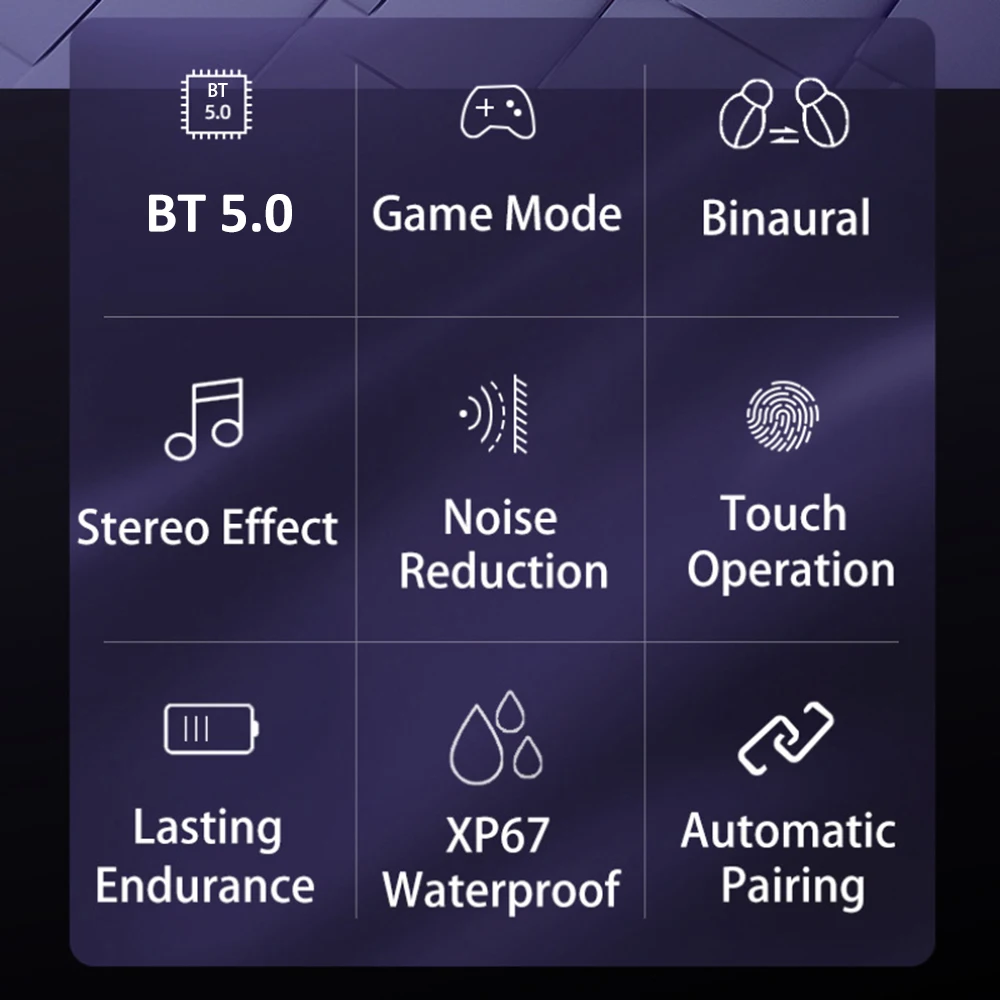 V 8 TWS Bluetooth 5 0 гарнитура наушники светодиодные чувствительные сенсорные
