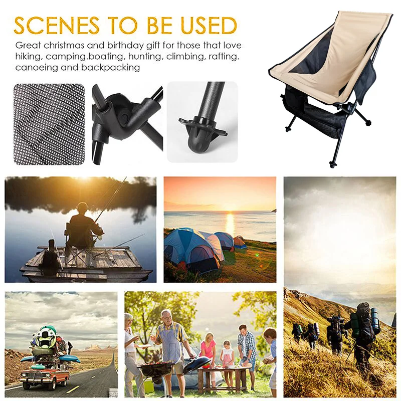 저렴한 휴대용 접이식 캠핑 의자, 초경량 알루미늄 옥스포드 천 비치 의자 컴팩트 캠프 의자 및 의자 (매쉬 캐리 백 포함)