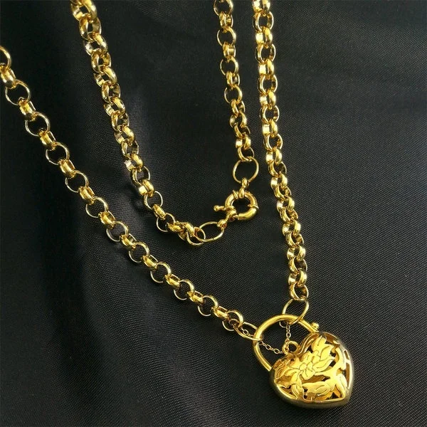 Позолоченная вакуумная цепочка для женщин и девочек с сердечком ожерелье 188 |