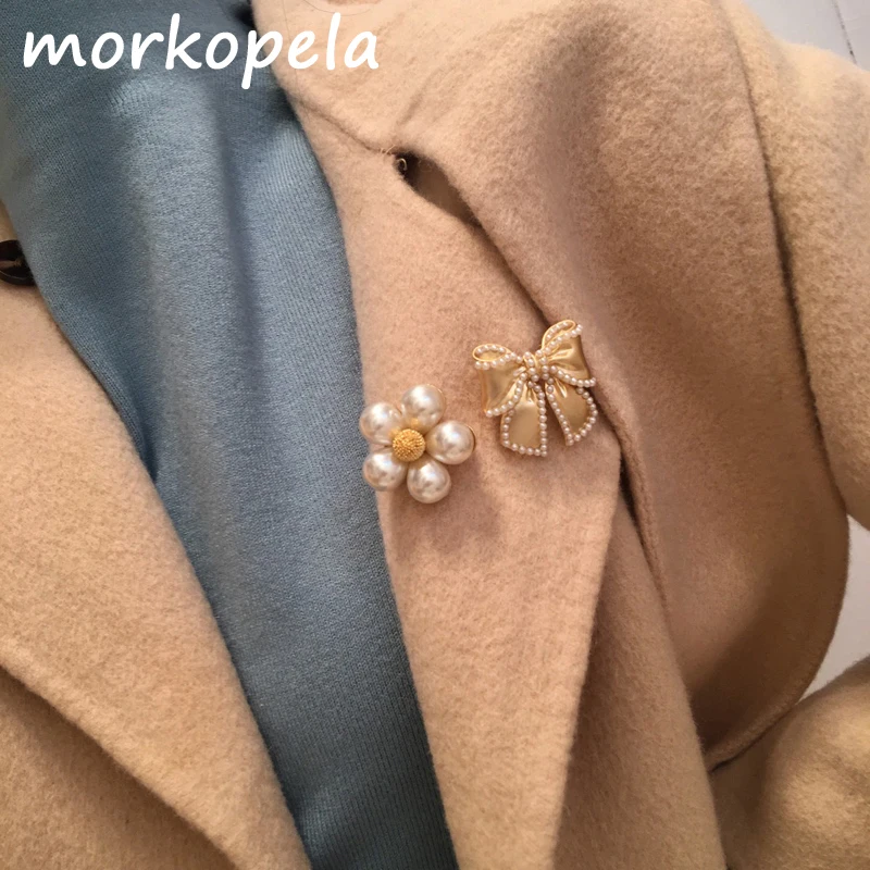 Женская брошь-цветок Morkopela брошь на булавке с жемчугом для свитера одежды |