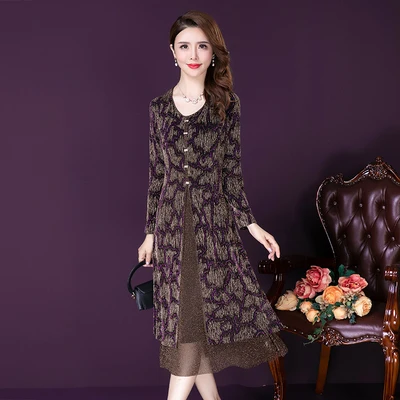 Осень-весна 2021 женское платье для матери среднего возраста ретро яркие женские