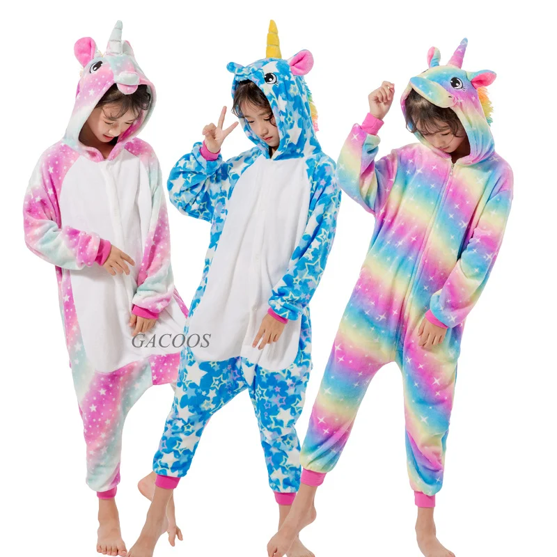 Детский Пижамный комбинезон Kegurumi зимний флисовый с единорогом Пижама для
