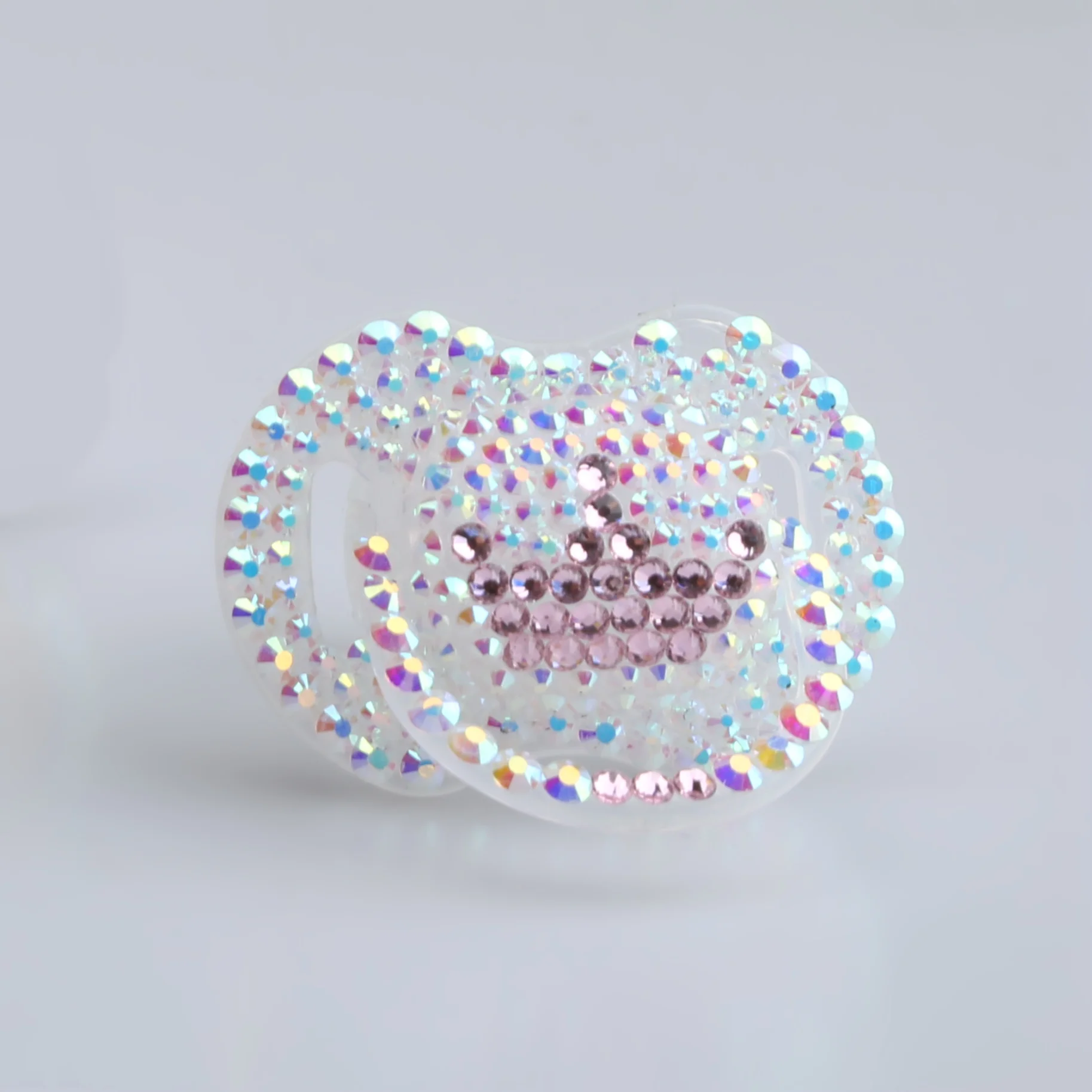 pink crown paci На заказ стеклянные хрустальные детские соски с зажимами, бисероплетение, бриллиантовый бант, соски с цепочкой для новорожденных, детские подарки на день рождения, сувенир - Цвет: pink crown paci