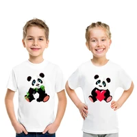 summer new kids t shirt cute kawaii panda cartoon animals print funny t shirts baby girls boys clothes children topshkp5390