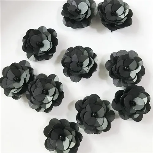 BLACK COLOR 10PCS AHYONNIEX 10 шт./лот маленькие блестки цветы нашивки с бисером нашивки пришить Бисероплетение аппликация Одежда DIY серьги обувь сумки нашивки - Цвет: BLACK COLOR 10PCS