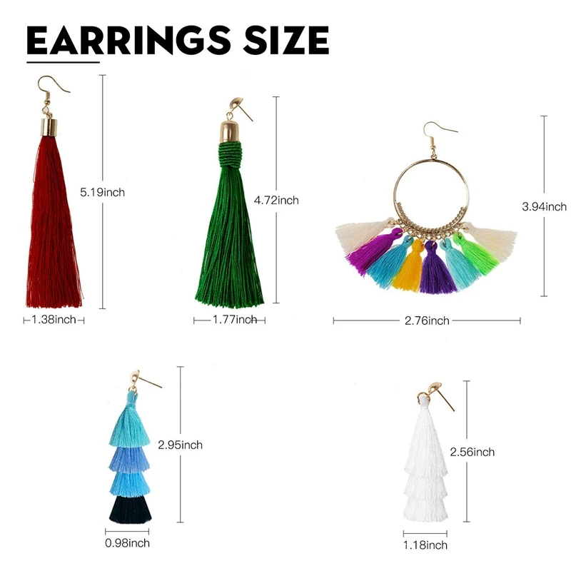 Серьги с кисточками для Женщин Модные Разноцветные серьги-подвески бахромой