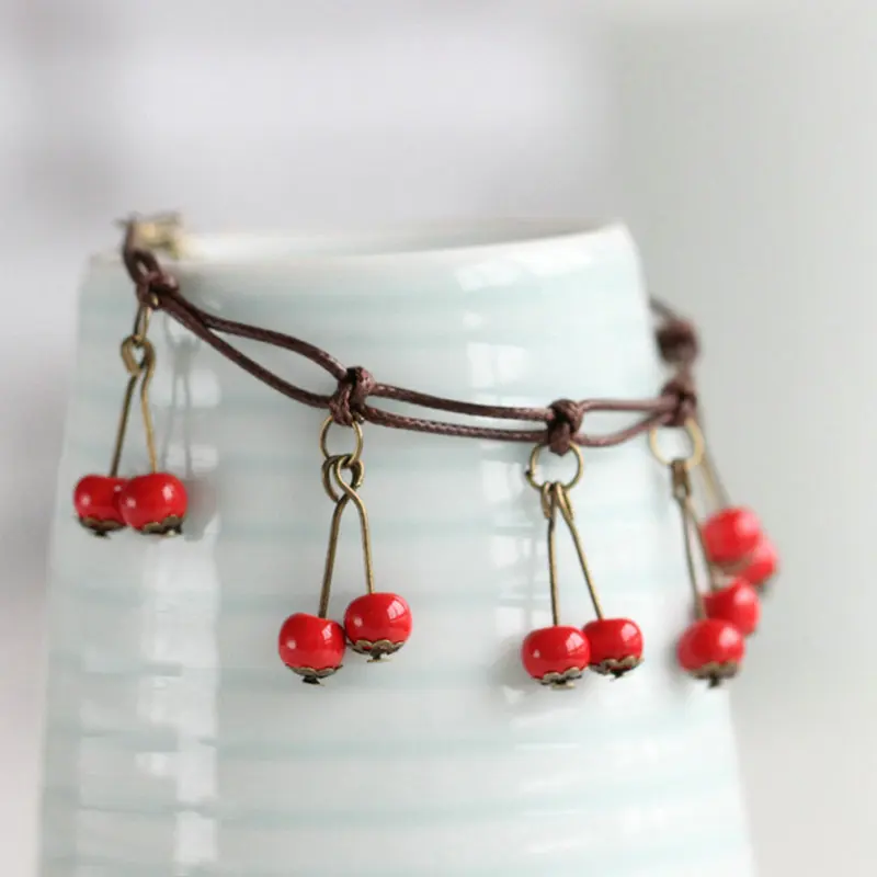 C084 бигбинг ювелирные изделия Модные красные керамические бусины Вишневый