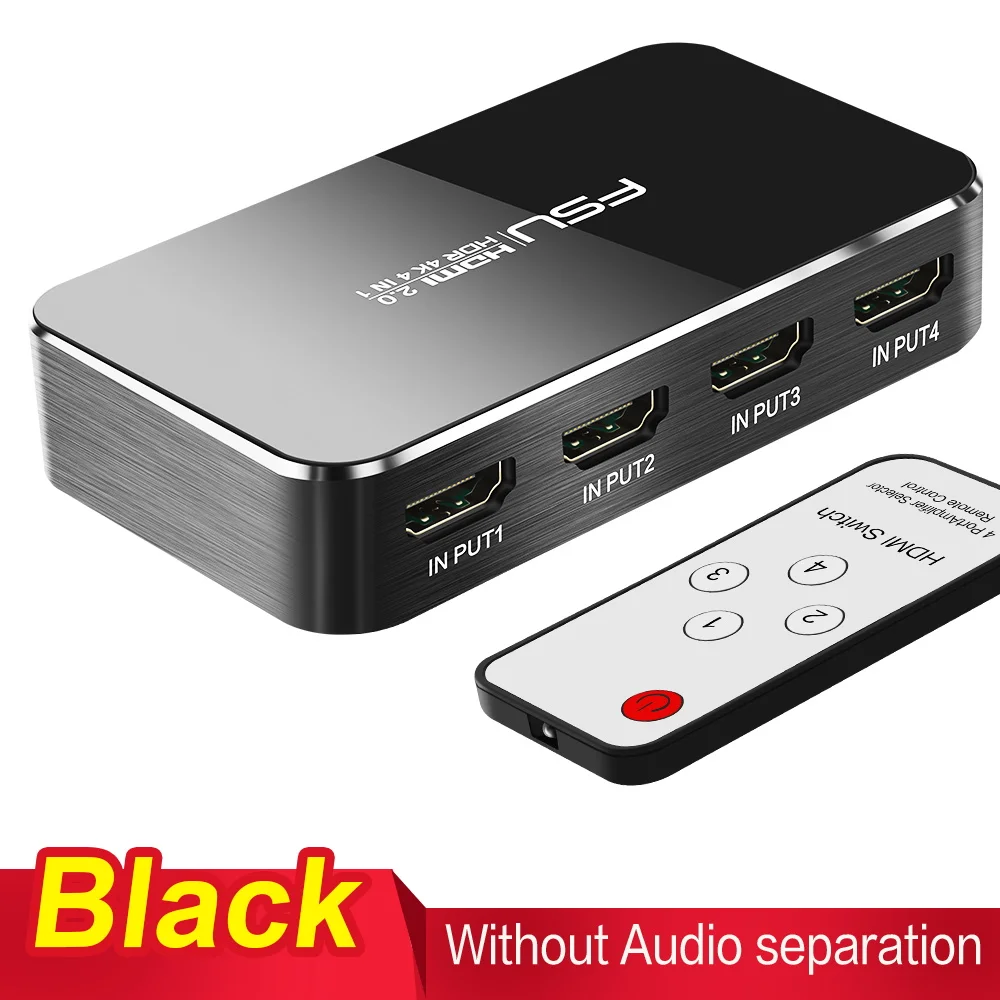 HDMI переключатель 2,0 4K 60Hz сплиттер HDR HDMI коммутатор адаптер 4 в 1 выход аудио экстрактор ARC для xbox 360 PS4 3 Smart Android HDTV - Цвет: Without audio-Black