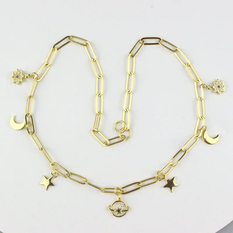 16 дюймов 5 шт./лот популярное ожерелье с разноцветным кубическим цирконием