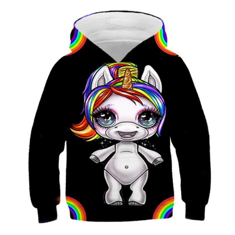 Осень 2022 детская одежда с рисунком лошади толстовки капюшоном для девочек свитер