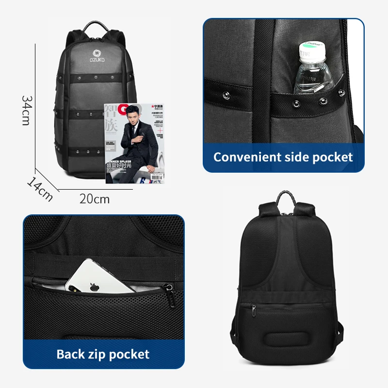 

Men's Oxford Backpack High-Quality Youth Men's Outdoor Mountaineering Cycling Travel Waterproof School Bags and Shoes Bags