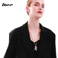 luer new luxury copper zircon a z crown alphabet pendant necklace 3mm cuban chain punk hip hop style fashion jewelry gift
