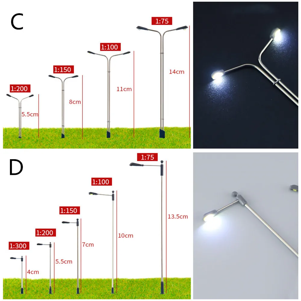 10 шт. 1/100 модель светодиодных уличных белых ламп освещение Одиночная двойная