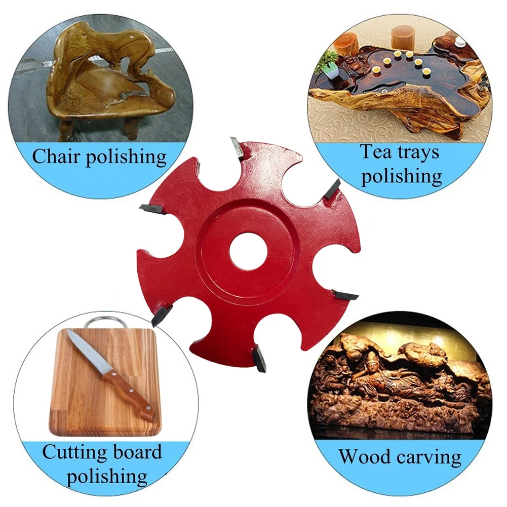 

2 Types 90mm Six Teeth Woodworking Turbo Tea Tray Digging Wood Carving Disc Tool Milling Cutter for 16mm Bore Angle Grinder