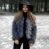 women real ostrich feather coats winter fashion natural fur jackets fluffy turkey feather lady s1002