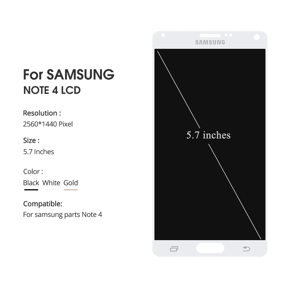 5,7 ''ЖК-дисплей для SAMSUNG Galaxy Note 4 N910 N910C N910A N910F дисплей кодирующий преобразователь сенсорного экрана в сборе Note4 lcd