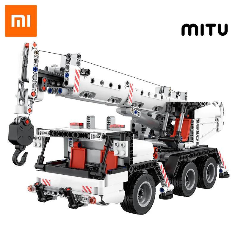 Xiaomi mi tu строительные блоки инженерный кран 360 градусов вращающаяся консоль подъемная телескопическая стрела Дети DIY автомобильные игрушки Кирпичи