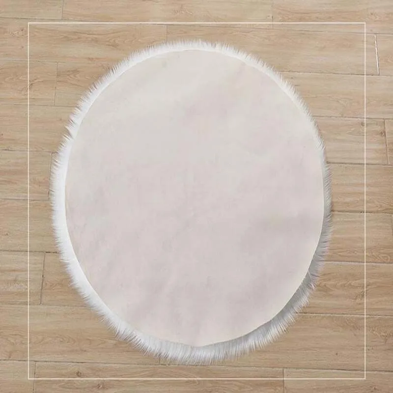 

Round Soft Faux Sheepskin Fur Area Rugs for Bedroom Living Room Floor Shaggy Silky Plush Carpet White Faux Fur Rug Bedside Rugs