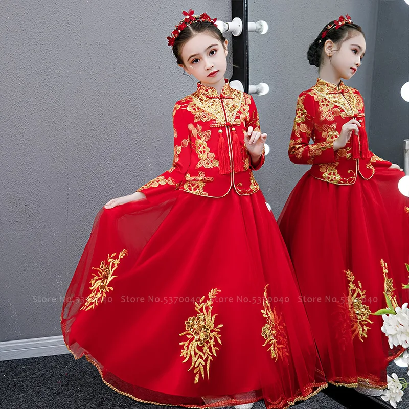 Девушки Традиционный китайский костюм Hanfu Tang детская сказочная юбка принцессы