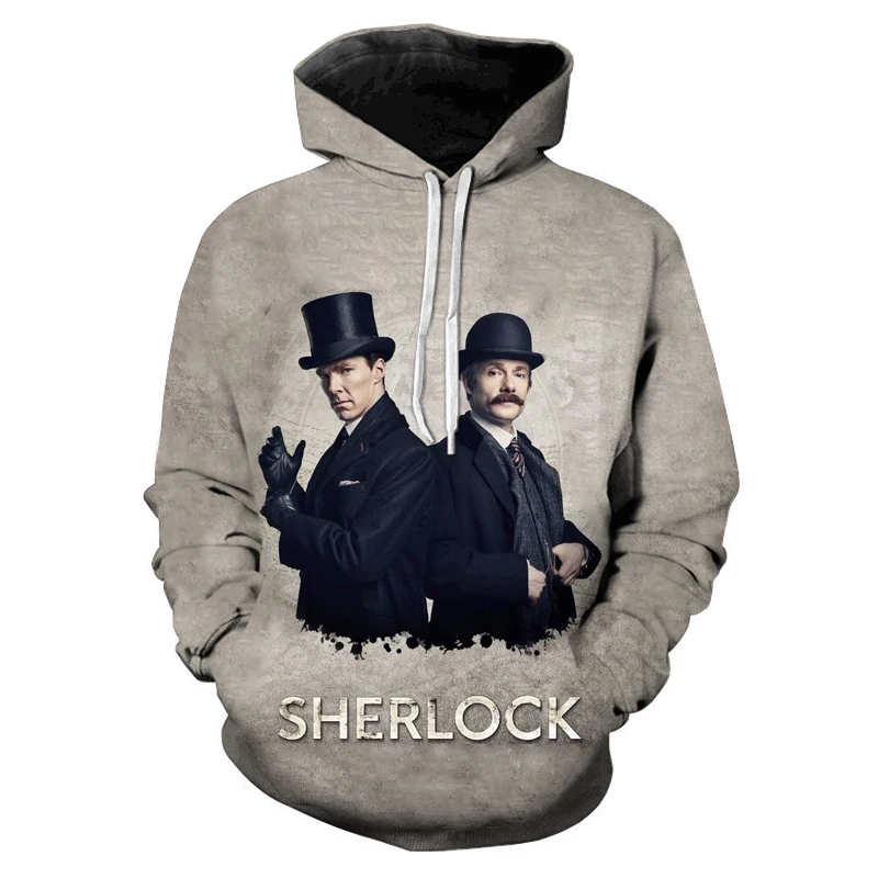 Новые толстовки с 3D принтом Sherlock для мужчин и женщин модные осенние свитшоты в