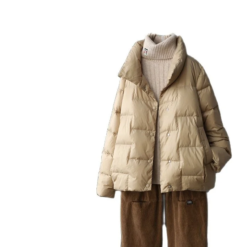 

Новинка 2022, женские короткие пальто на белом утином пуху, женские свободсветильник ветрозащитные парки, Повседневная пуховая куртка, верхн...