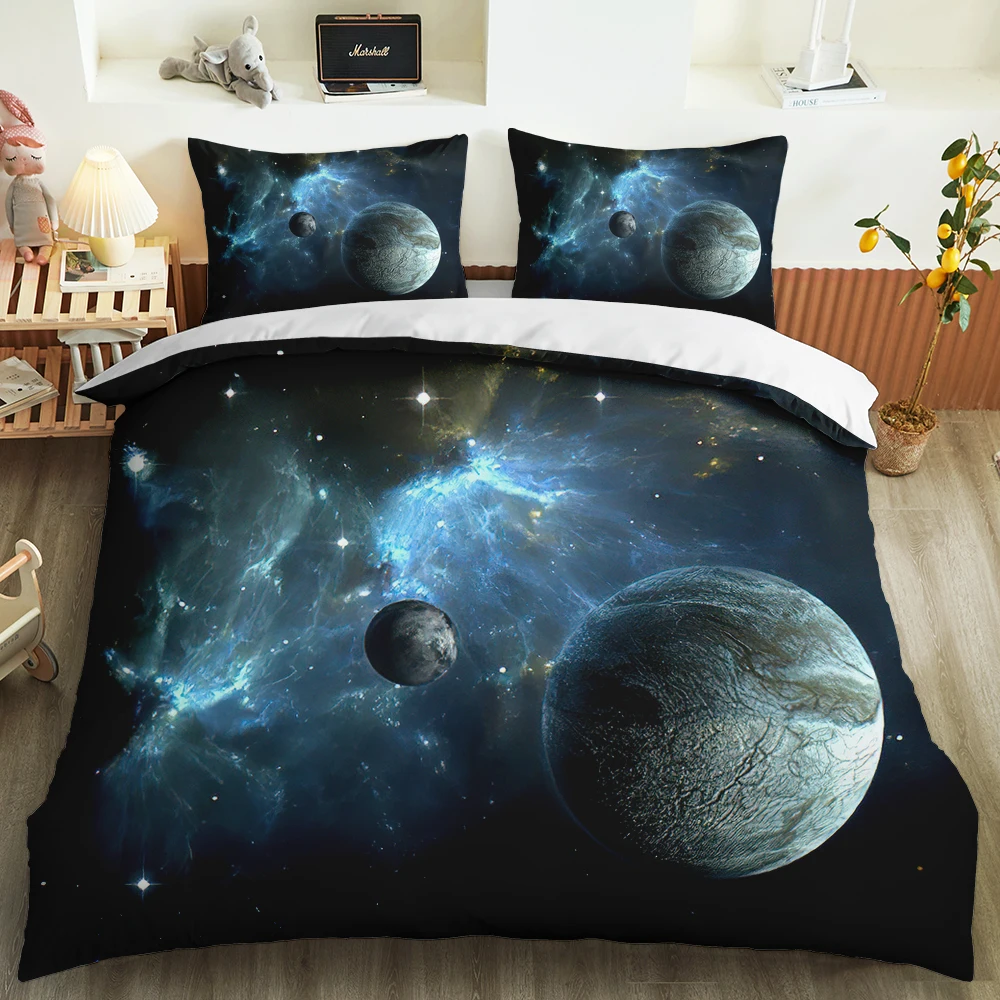 

Luxury 3D Printing Universe Starry Sky Bedding Set Duvet Cover With Pillowcase Quilt Cover Queen King Bedding Comforter Cover