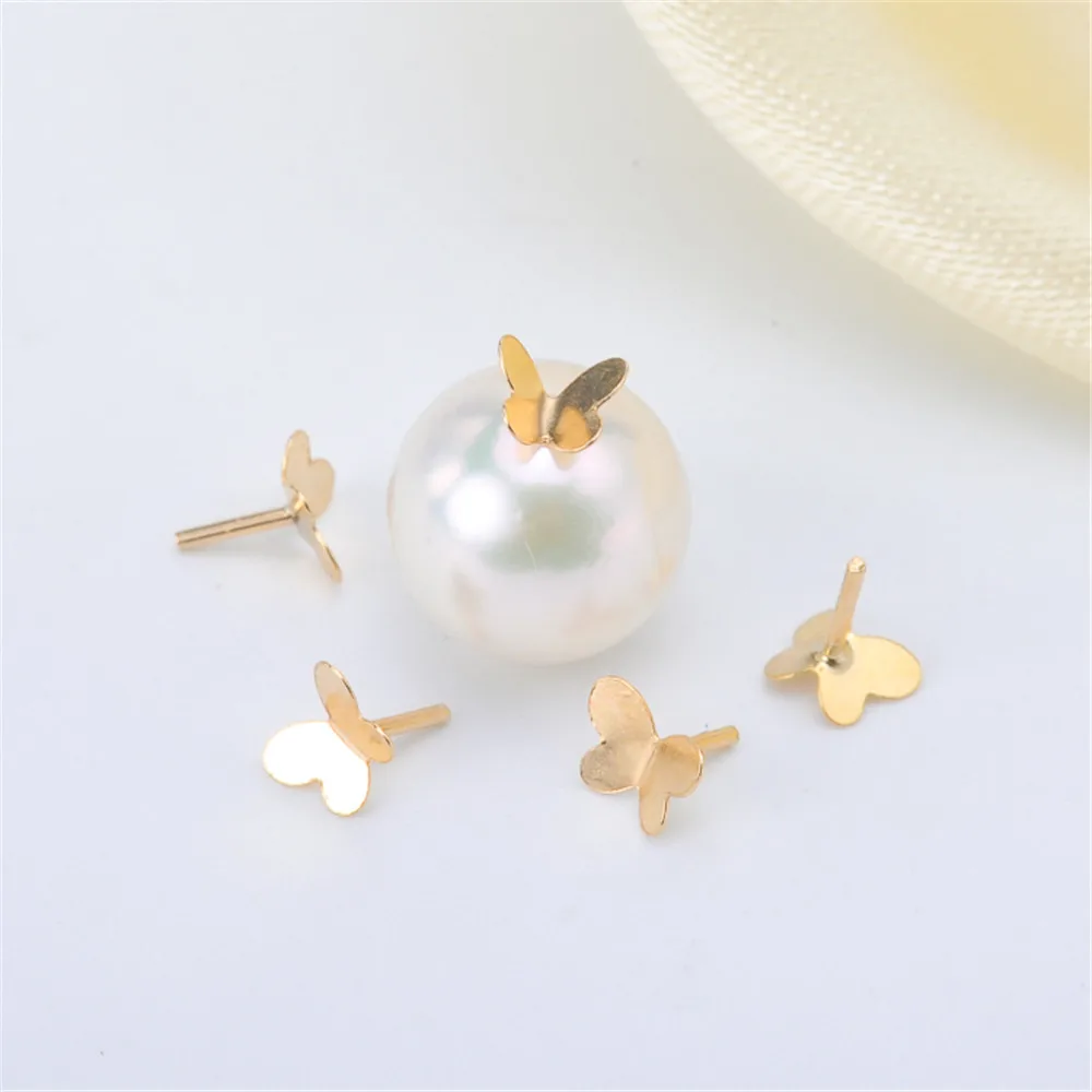 

DIY Bead Caps G18K Yellow Gold Pearl Round bottom T needle Components/Jewelry Findings/pendant ring sealing T needle