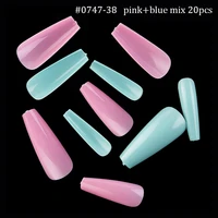 20pcs full ballerina coffin candy color mix fake nails art acrylic manicure uv gel ultra flexible false nail tips tool capsule