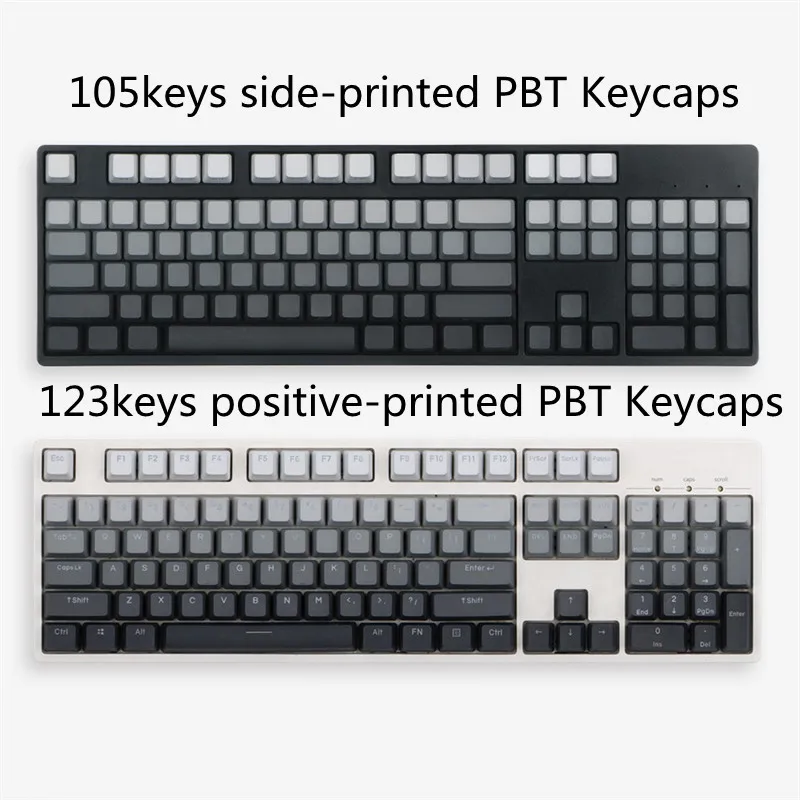 

105 side-printed/123 positive-printed keys PBT Keycaps OEM Profile keycap for 68/84/87/104 key MX1.0/6.0/8.0 Mechanical Keyboard