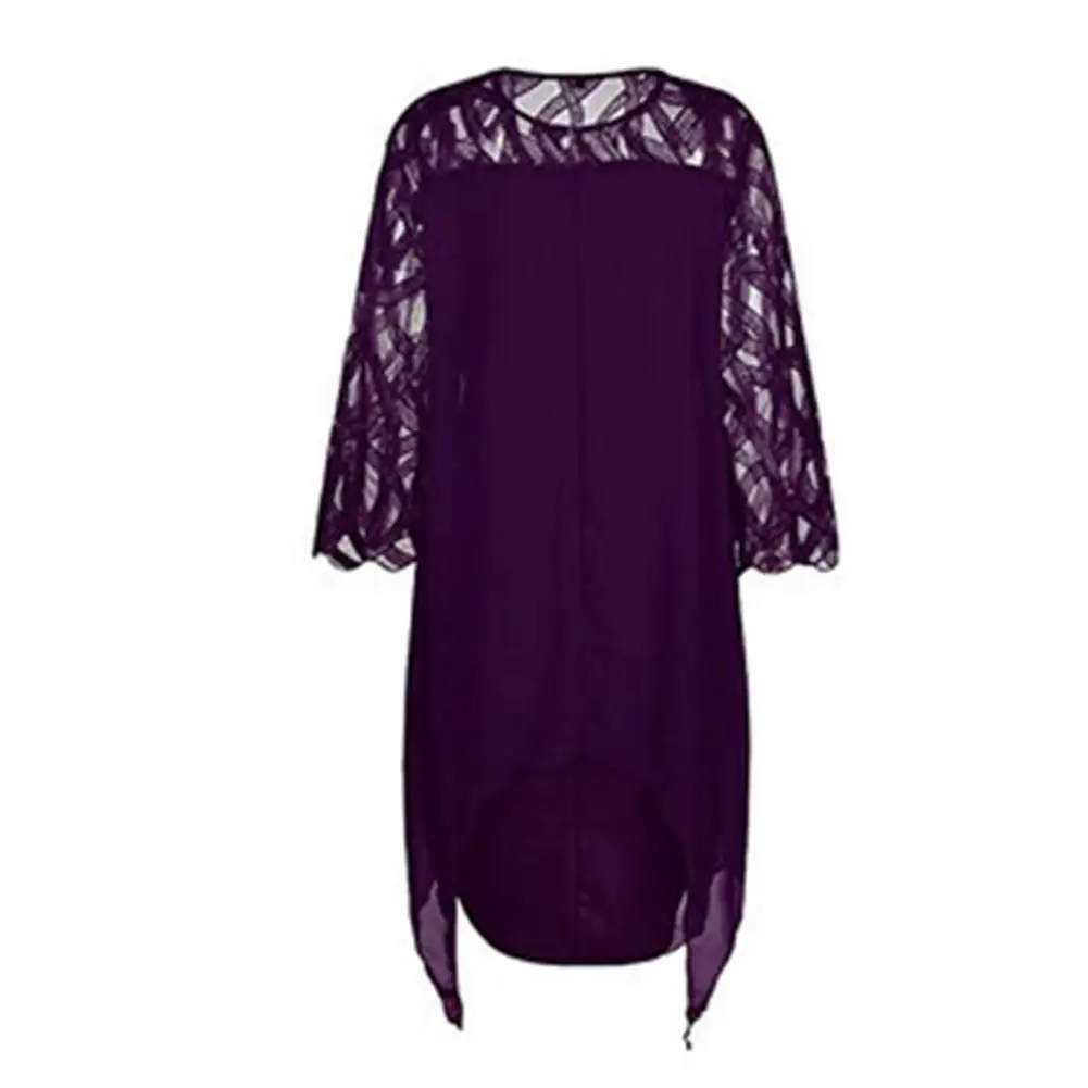 

Loose Knee Length Women 3/4 Flare Sleeve Irregular Hem Dress for Party