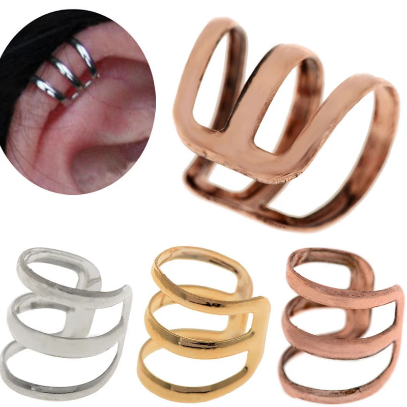 Новинка 2 шт. = 1 пара панк рок клипсы для ушей без пирсинга onGold серебряные