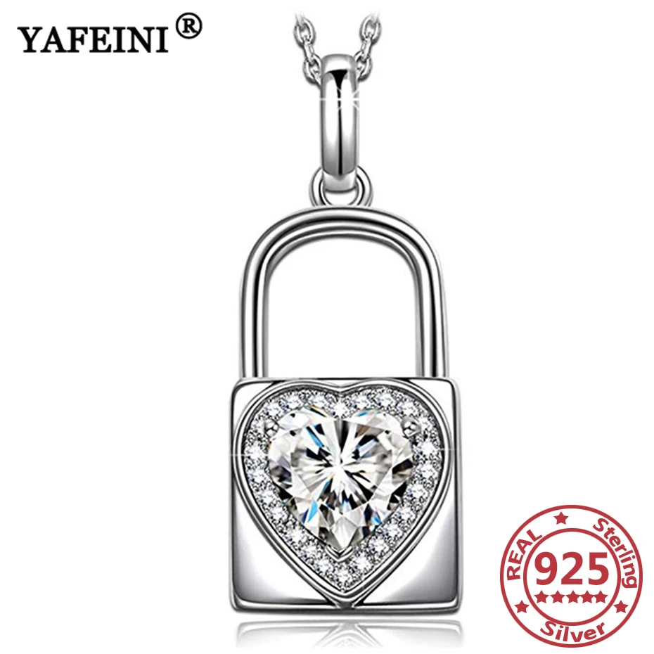 

YAFEINI 925 Sterling Silver Heart Lock Necklace Cubic Zircon 925 Silver Chains Women's Jewelry Valentine's Day Gifts Mom's Gifts
