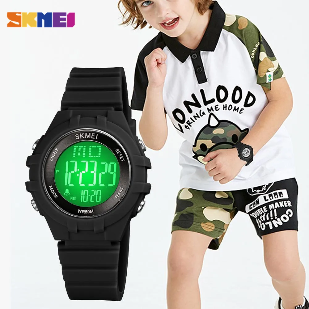 Часы наручные SKMEI Детские с цифровым светодиодным дисплеем, спортивные водонепроницаемые, для мальчиков и девочек, подарок на день рождения... от AliExpress WW