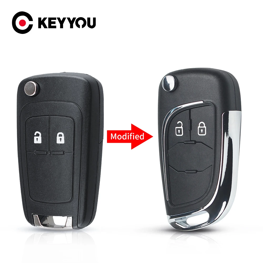 

KEYYOU 2 Buttons Modified Remote Key Shell Case Flip Cover For OPEL VAUXHALL Insignia Astra Zafira For Chevrolet Cruze For Buick