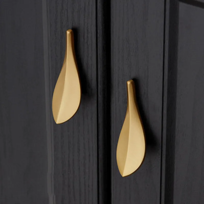 

Nordic Style Solid Brass Cabinet Pulls Gold Leaf Shaped 32mm Cabinet Knob Door Pulls Nordic Style Furniture Handles Knob