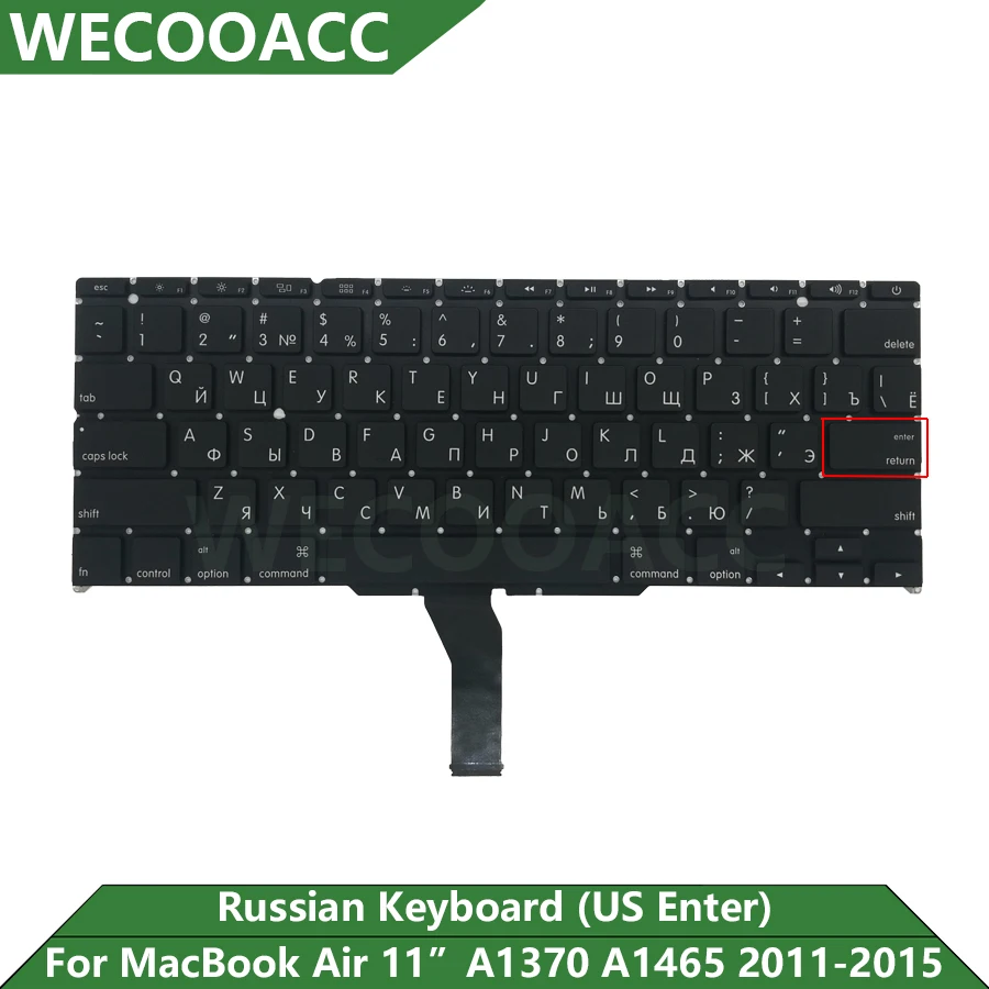 

New Replacement A1370 A1465 Keyboard For Macbook Air 11" Russian Keyboard US Enter Key 2011 2012 2013 2014 2015 Years