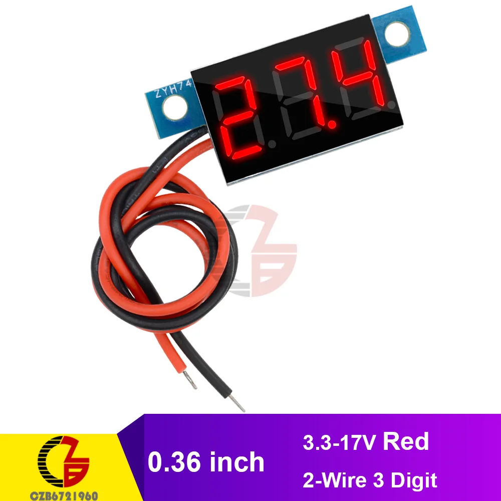 2-Wire 3.3-17V Red 0,3" дюймовый светодиодный цифровой вольтметр 0-99,9 V 2/3 провода 3 знака автомобиля мотоцикла Напряжение метр 3,3 V 5V 12V 24V 48V Вольт тестер детектор - Цвет: 2-Wire 3.3-17V Red
