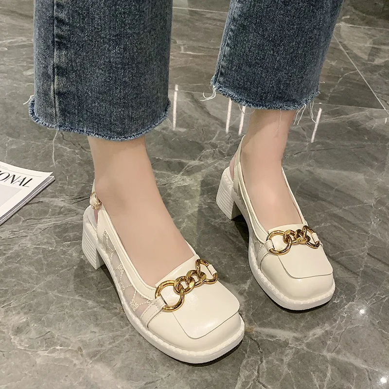 

Women Casual Shoes 2021 Summer New Breathable Flat Bottom Lace Women Fashion High-heeled Sandals Baotou Women Sandals Sneakers