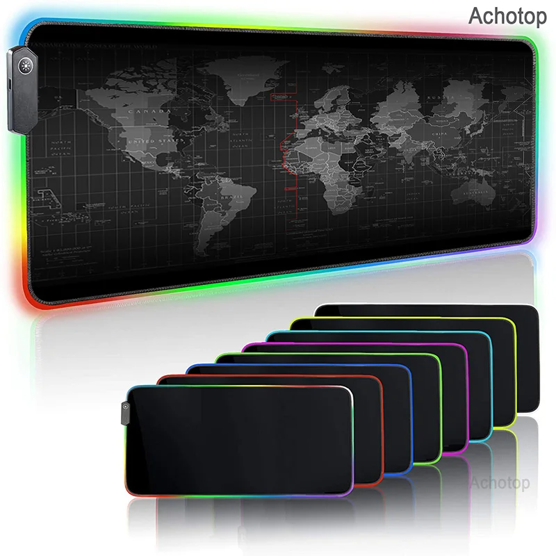 

World Map Mouse Pad RGB Gaming Large Led Custom Mousepad Gamer Mouse Mat xxl Carpet For keyboard Desk Mat Mause with Backlight