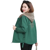 2021 autumn womens coat hooded jacket long sleeve zipper pockets casual windbreaker basic outerwear 4xl