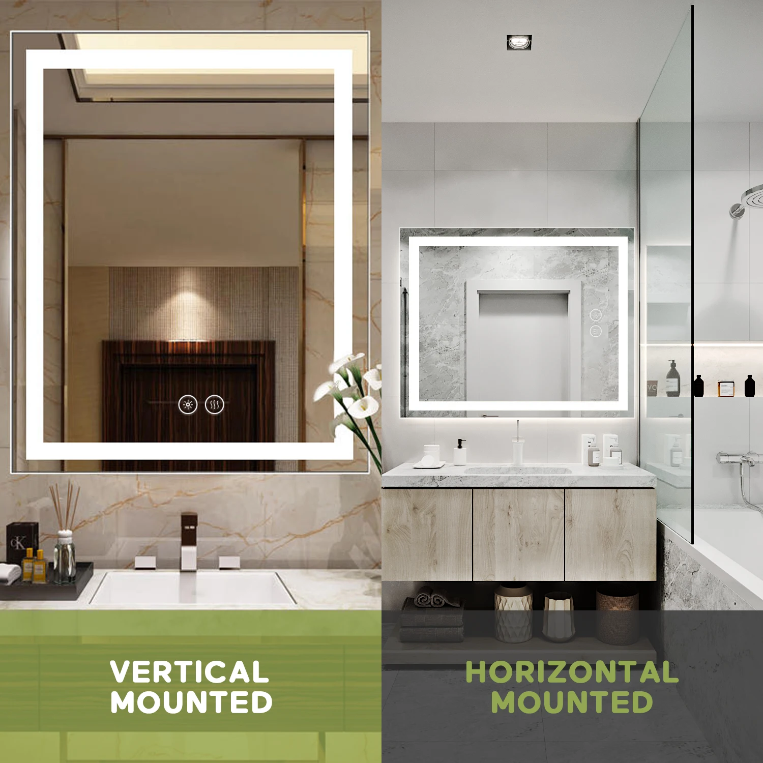 

Touch Bright LED Smart Bathroom Mirror Anti Fog Washroom Decorative Wall Mirror Makeup Mirror Shaving Mirror Shower Mirror