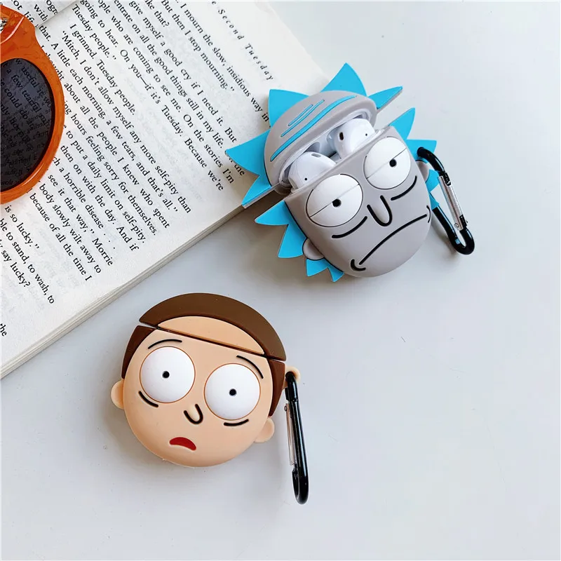 Cute Cartoon Rick and Morty Wireless Bluetooth Earphone 3D Case for Apple AirPods 2 Silicone Charging Airpods 1 |