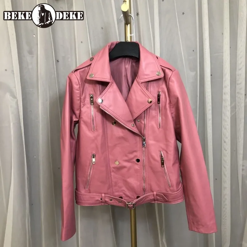 

Куртка женская короткая из натуральной овечьей кожи, с двубортным воротником