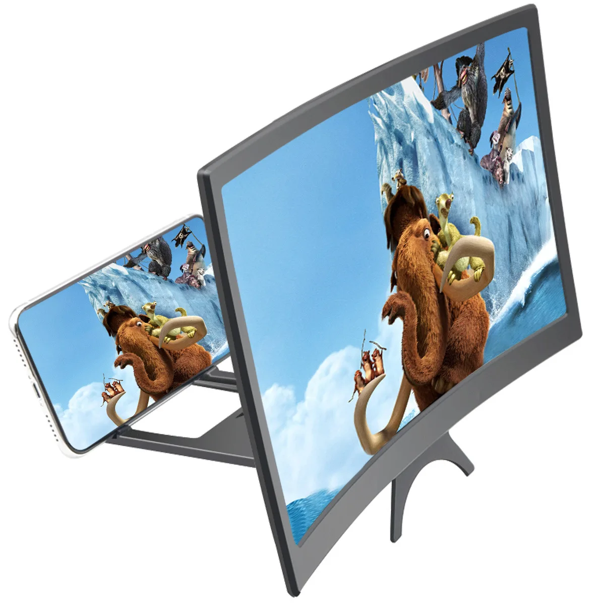 

1PC 12 Inch Enlarged Bracket Display Mobile Phone Screen Magnifier Curved Stand Video Amplifier Universal High Definition