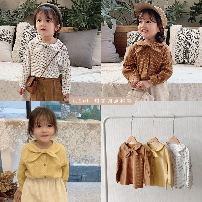 Рубашка для девочек Новая детская одежда на весну и осень куртка с бантом рубашка