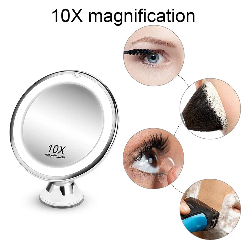 

Flexible Makeup Mirror 10X Magnifying Mirrors LED Lighted Touch Screen Vanity Mirror Portable Dressing Table Cosmetic Mirrors