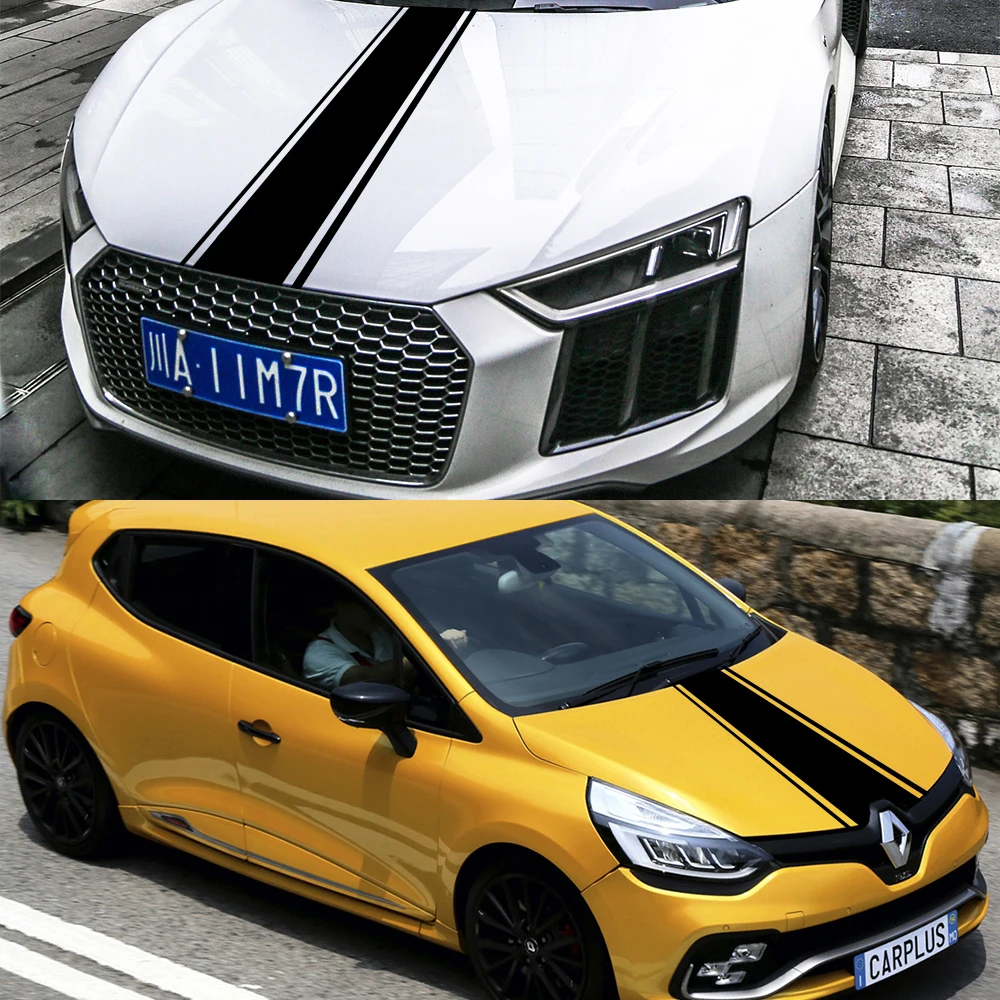 Накладка на капот автомобиля Стикеры Автогонки Спорт длинная полосатая ночная