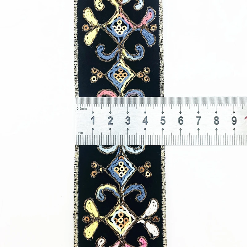 1 ярдов вышивка блестками кружевная отделка Лента винтажная для одежды сумка
