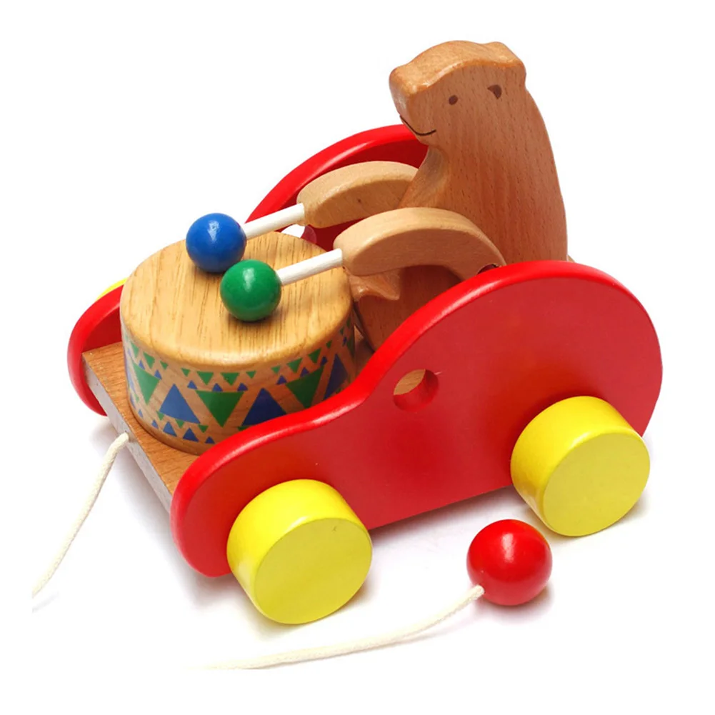 

Cartoon Bear Wooden Car Early Education Puzzle Kids Two-Way Driving Inertia Glide Cart Toy Kindergarten Teaching Aid Pull-Back