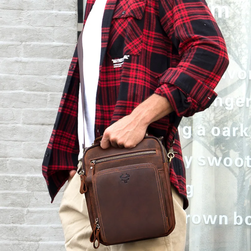 GZCZ 100% Качественная мужская сумка мессенджер маленькая модная Натуральная кожа